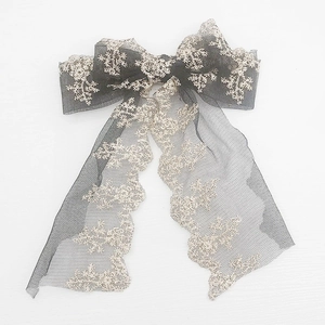 Elegant black lace mesh embroidered bow accessory for DIY jewelry and phone case decor