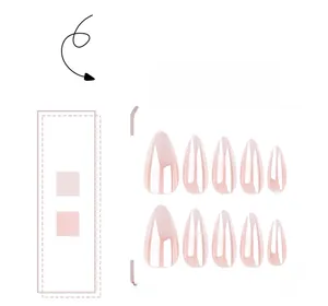 Détail de dix faux ongles stiletto rose brillant de différentes tailles à coller