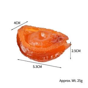 Realistic amber PVC abalone food model with dimensions 5.3x4x2.5cm and 25g weight