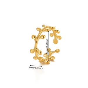 Detail view of gold textured ring with size labels 17mm inner diameter and 8mm width