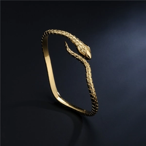 Slang Armband Gedraaid Geometrisch Koper 18K Verguld Zirkoon Vintage Boheemse Stijl Open Verstelbare Armband Voor Vrouwen