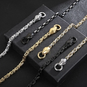 Herren Byzantinische Halskette Edelstahl Doppel Schlangenkopf Verschluss Hip Hop Punk Stil Retro Mode Accessoire