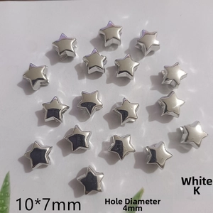 Detailed view of 10x7mm star-shaped CCB beads in white K color with 4mm hole for DIY