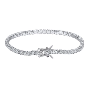 Elegant 925 Sterling Silver Tennis Bracelet For Women Inlaid Round Zirconia Sparkly Geometric Chain Bracelet Wedding Party Jewelry Gift