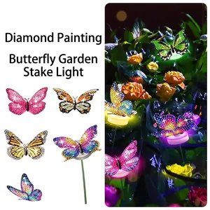 DIY Diamond Painting Butterfly Garden Stakes Luminous Glowing Resin Rhinestone Outdoor Lawn Decor Handcrafted Ornament