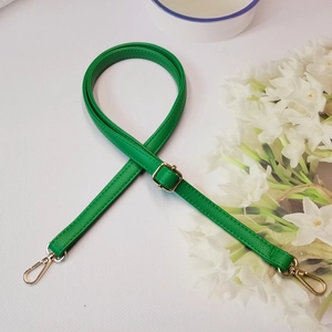 Bandoulière réglable en cuir PU vert motif litchi avec boucles en métal doré brillant