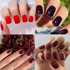 Glossy Matte Solid Color Press On Nails ABS Square False Nail Tips For Women Elegant Manicure With Adhesive Glue And File