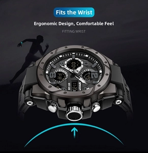 Ergonomic SANDA sports watch featuring a flexible resin strap for fitting wrist comfort