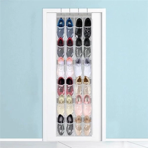 Over-the-door 24-pocket hanging organizer with clear windows for shoe storage