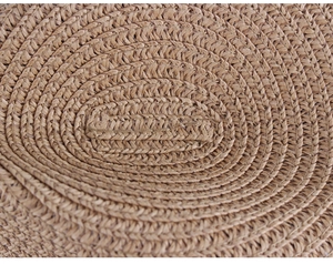 Macro shot of tight circular weave pattern on a classic straw Panama sun hat