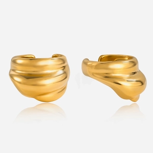 Multi-Layer Spiral Ear Cuffs 18K Gold Plated Stainless Steel Minimalist Non-Pierced Earrings Waterproof Hypoallergenic For Women
