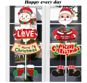 Detailansicht der festlichen Weihnachtstürbanner mit Weihnachtsmann und Schneemann