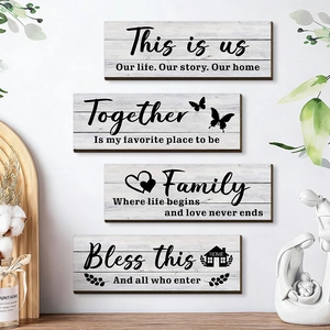 Farmhouse Wooden Wall Hanging Signs With Family Together Home Quotes Distressed Wood Plaques For Living Room Bedroom Home Decor
