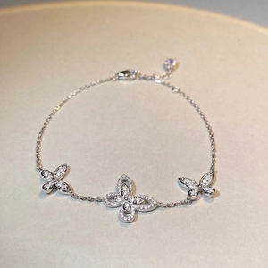S925 sterling silver butterfly tennis bracelet with sparkling zircon stones