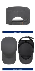 Detailansicht der grauen Military Cap mit verstellbarem Gurt und Innenstruktur