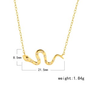 Luxurious S925 sterling silver snake pendant necklace with shimmering zircon stones