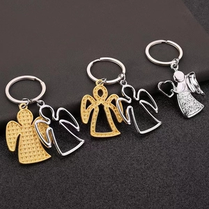 Vintage Alloy Angel Keychain Heart Wings Pendant Car Keychain Bag Accessory Gold Silver Iridescent Angel Key Ring Gift