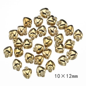 Golden CCB heart charms 10x12mm for DIY necklaces and jewelry making accessories