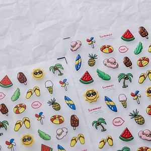 Stickers 3D pour ongles thème été avec motifs de fruits colorés et glaces