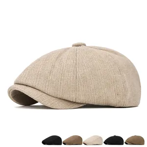 Classic herringbone newsboy cap in beige with multiple color options display