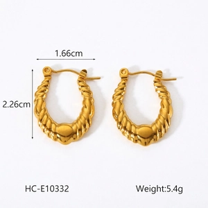 Détails de boucles d'oreilles torsadées en U plaquées or 18K avec dimensions exactes