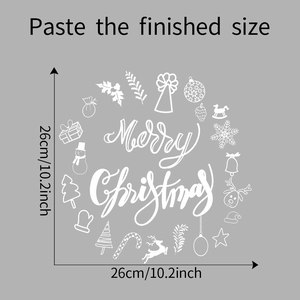 Merry Christmas wreath wall decal with reindeer and snowflakes for home decoration
