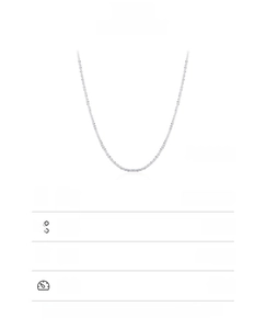 Detail specifications of 925 sterling silver necklace showing 30+10cm length and weight