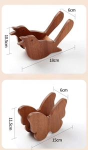Artistic ebony wood bird and butterfly pot pads with detailed texture and dimensions