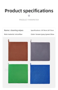 Détail des chiffons de nettoyage en microfibre en quatre couleurs avec boucles de suspension