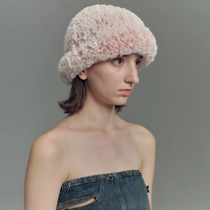 Women Faux Fur Bucket Hat Winter Warm Plush Fuzzy Fisherman Hat Soft Thickened Outdoor Headwear