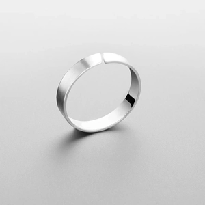 Detailed macro view of the silver titanium steel ring with a brushed metal surface finish
