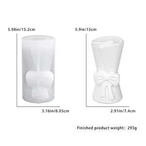 Detail view of bow vase silicone mold with height measurements and 293g product weight