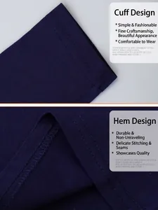 Detailed view of the cuffs and hem stitching on a dark blue boys' dinosaur cotton t-shirt