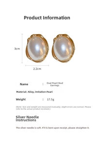 Spécifications de taille pour boucles d'oreilles perles ovales avec bords dorés