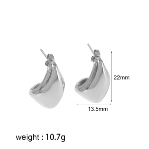 Detailed view of silver irregular teardrop earrings with dimensions 22mm by 13.5mm