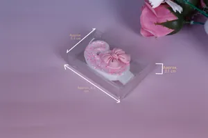 Pink glitter number 6 candle with bow in 8.5x5.5x2.1cm packaging for party decor