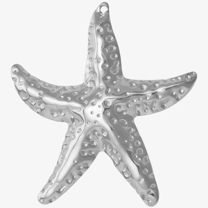 Polished silver starfish pendant made of 304 stainless steel with textured surface detail