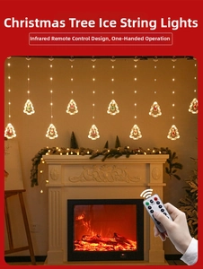 Close-up of LED Christmas tree light strings with 8-mode infrared remote control