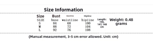 Detailed size chart for Hawaiian style backless floral print maxi dress with measurements