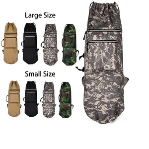 Waterproof skateboard backpack with drawstrings and multi-pocket design in four colors