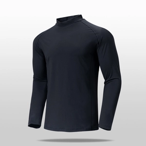 Sweatshirt noir à manches longues pour hommes avec col montant et raglan