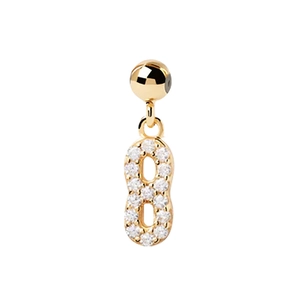 Sparkling S925 silver number 8 drop earring with cubic zirconia pavé in gold finish