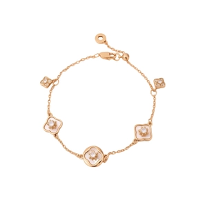 Bracelet trèfle plaqué or 18 carats avec inserts en nacre et détails en zircon