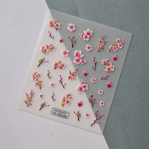 Selbstklebende 5D Relief Nagelaufkleber mit Pfirsichblüten Mustern Modell FEB-296