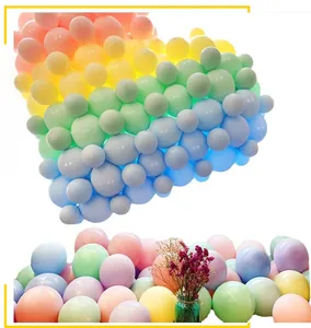 Detailed view of macaron pastel balloon heart backdrop for wedding and birthday decor