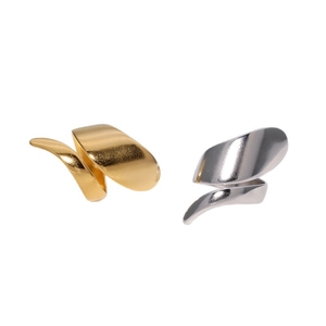 Irregular geometric spiral open rings in gold and silver finish with minimalist design