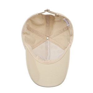 Quick-dry breathable baseball cap interior view with laser-cut holes and mesh lining