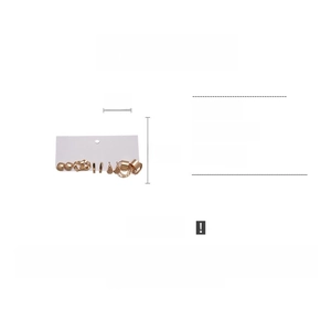 Detailed technical drawing of gold-tone geometric earring set with 2cm x 2.5cm dimensions