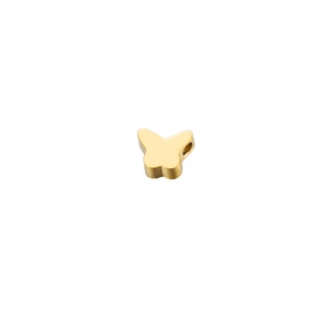 Close-up of golden stainless steel butterfly charm with polished finish for DIY jewelry