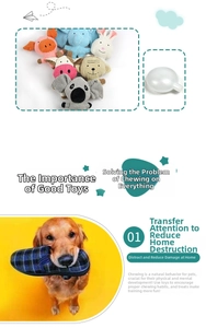 Detail view of corduroy plush pet toys with built-in squeaker for dog chew training